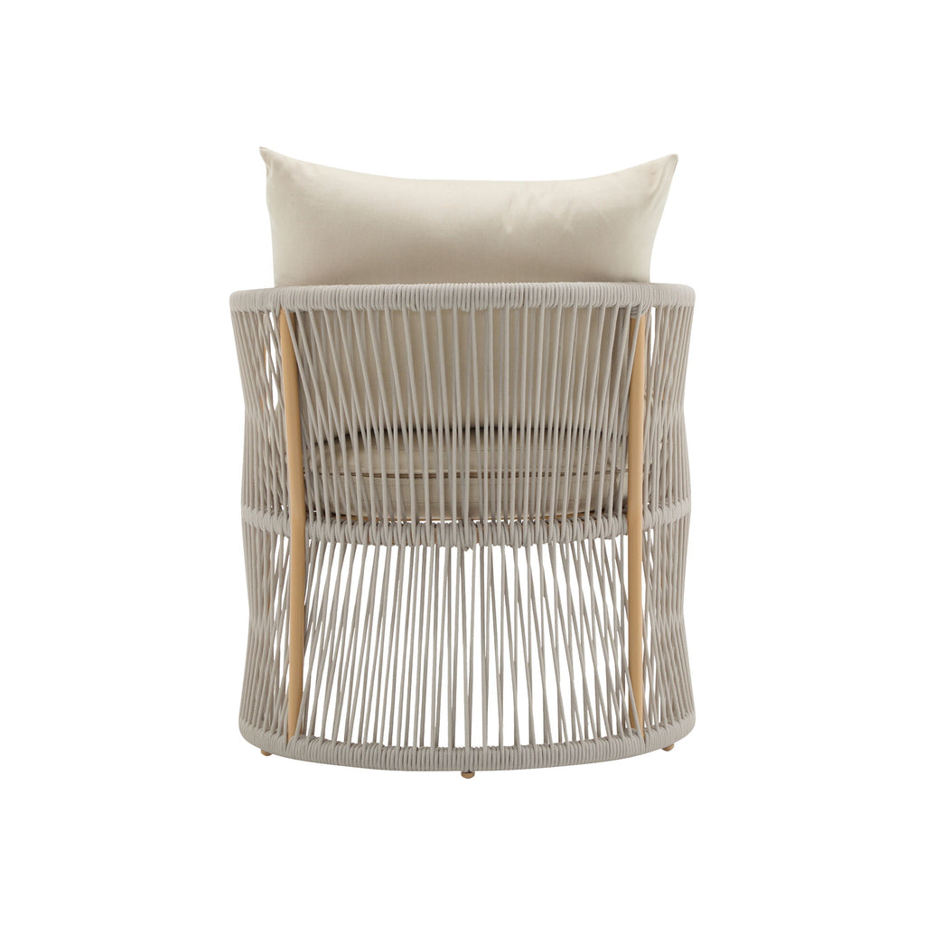 Modern Curved Aluminum Lounge Chair With Stylish Rope Weave Design And Cushioned Comfort For Outdoor