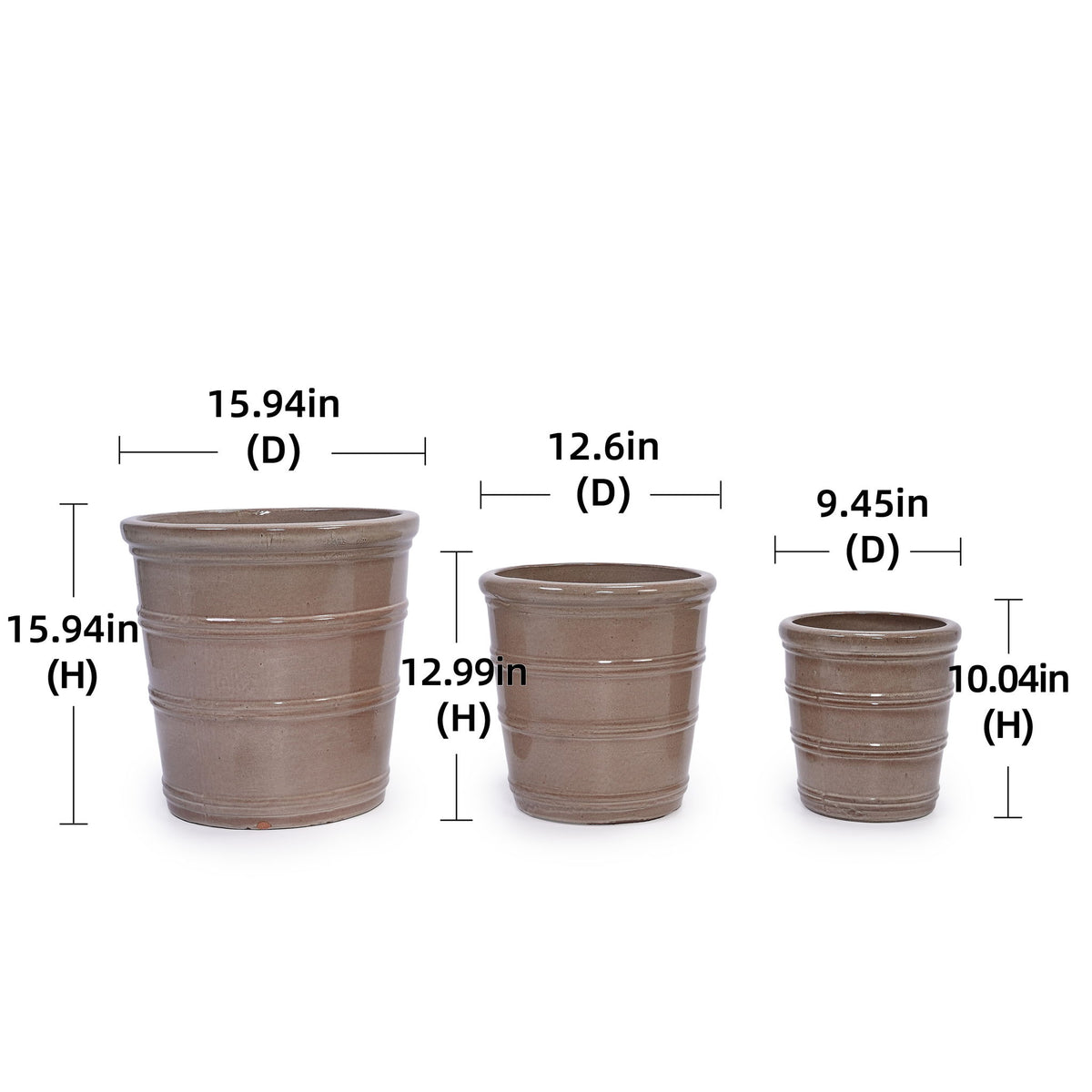 3 Pieces Flowerpot, Planter For Patio, Garden Or Windowsills
