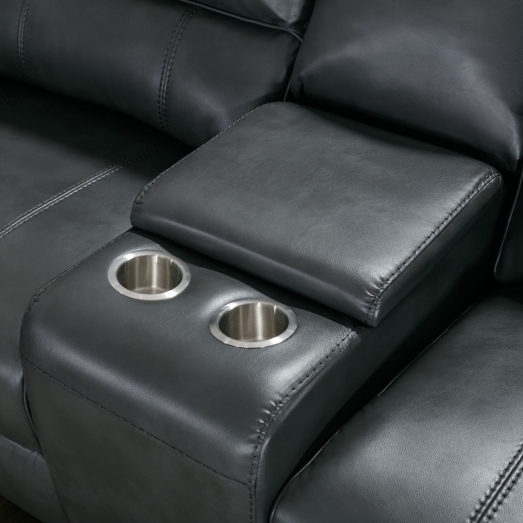 Power Reclining Sectional Sofa With 3 Adjustable Recliners, USB Ports & Cup Holders, Oversized Seating For Living Room - Black