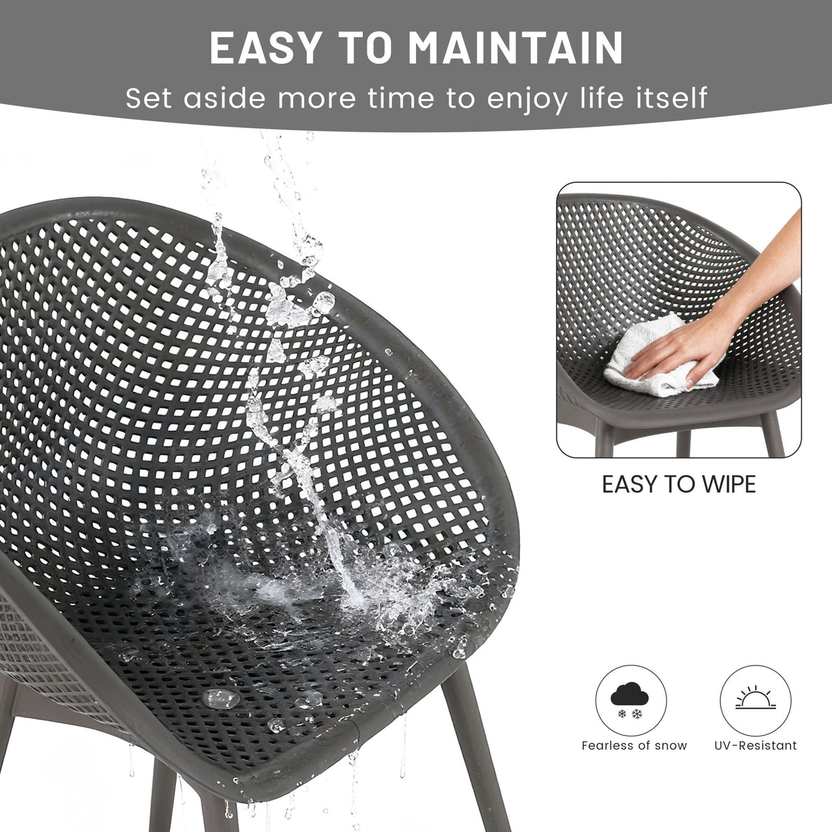 2 Piece Durable Single Chair With Hollow Out Design