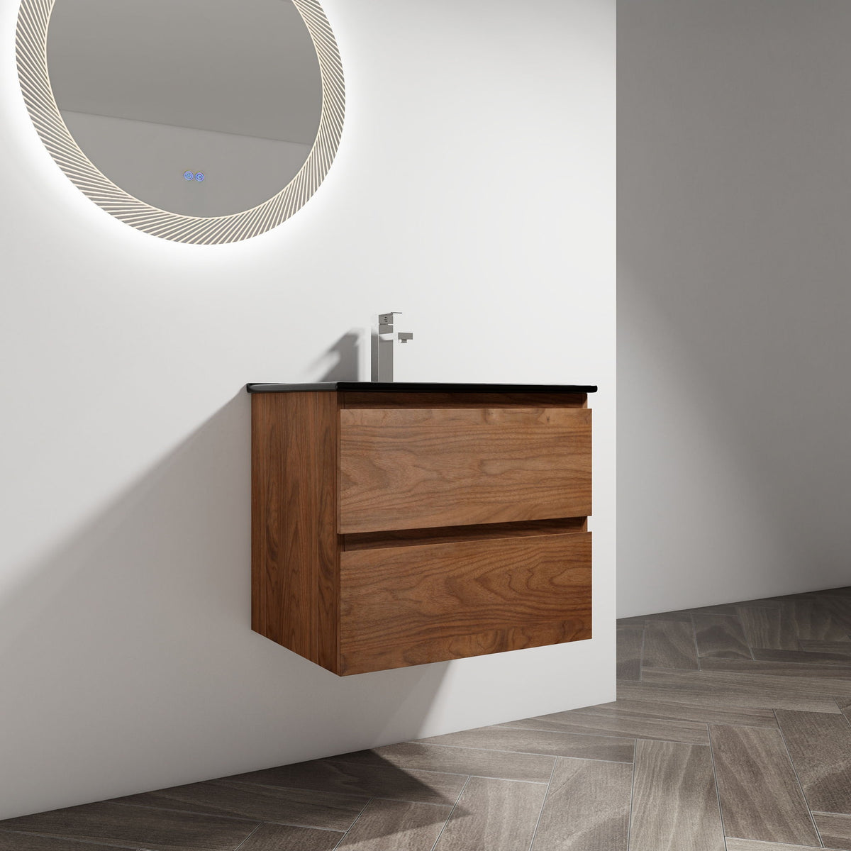 Wall Mounted Bathroom Vanity With Sink, 2 Soft Close Drawers