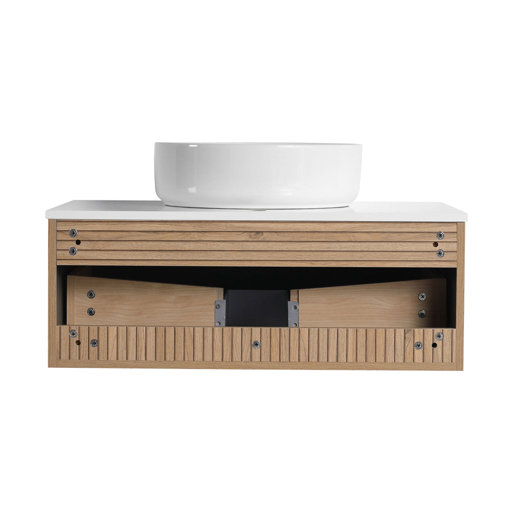 Wall Mounted Bathroom Vanity With Art Sink & 1 Soft Close Drawer