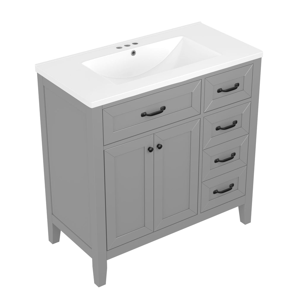 Modern Bathroom Vanity With Sink, Freestanding Design With Drawers And Doors