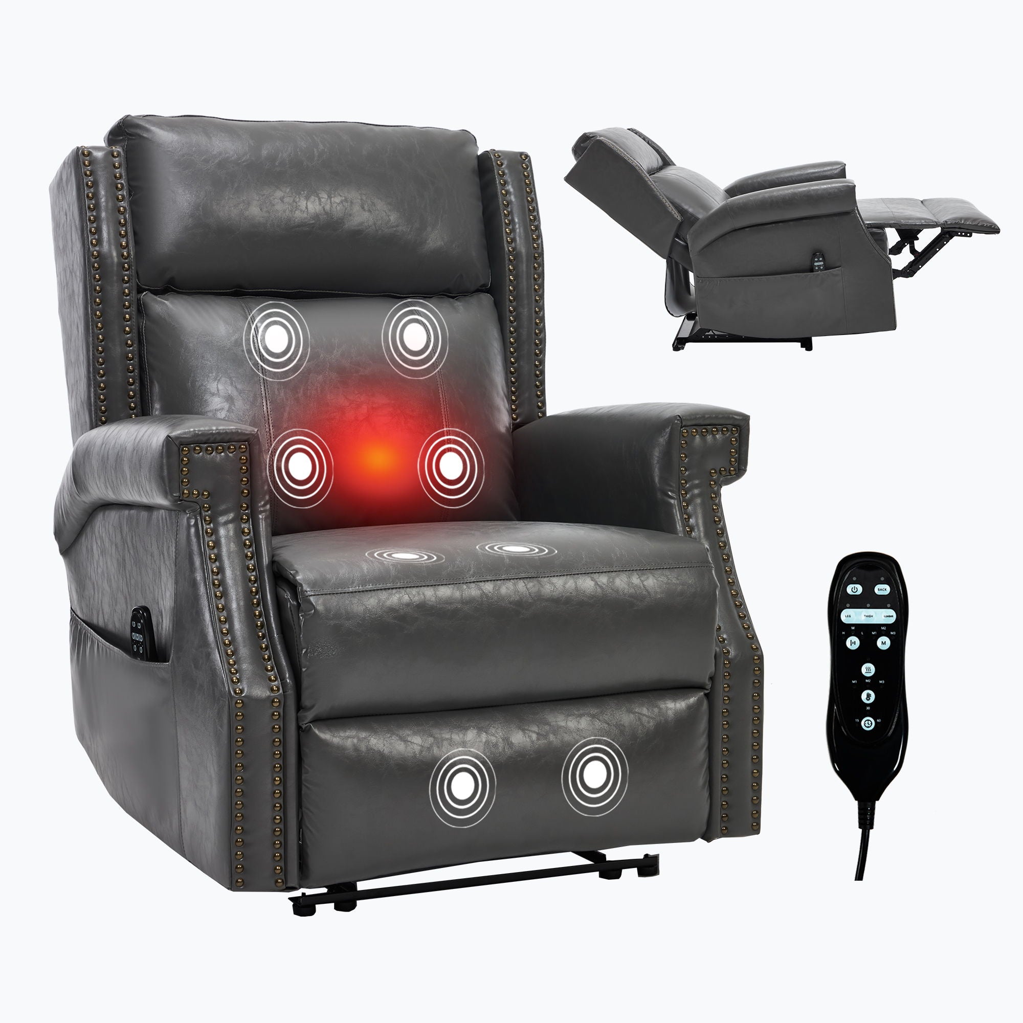 Manual Recliner Chair With Heavy Duty Motion Mechanism, 8 Vibrating Nodes And 3 Massage Modes For Living Room