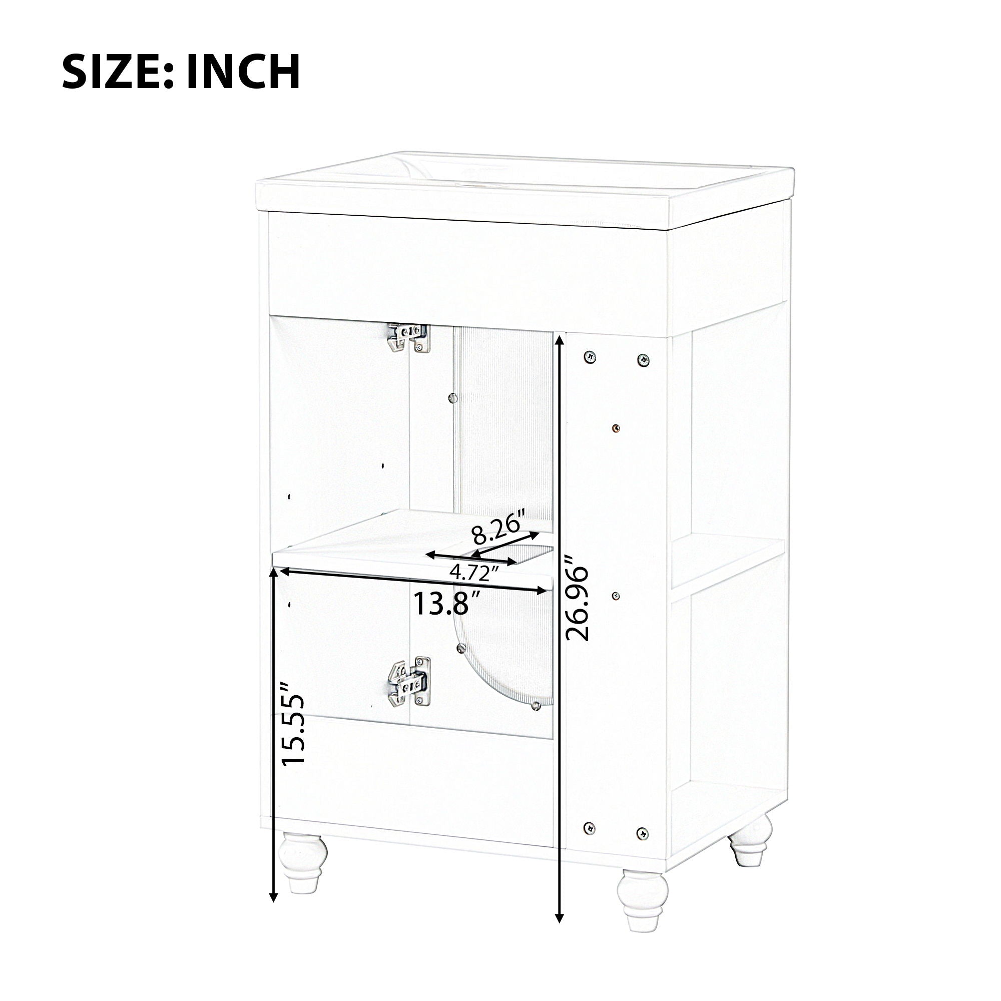 Modern Bathroom Vanity With Sink, Adjustable 2 Tier Shelf