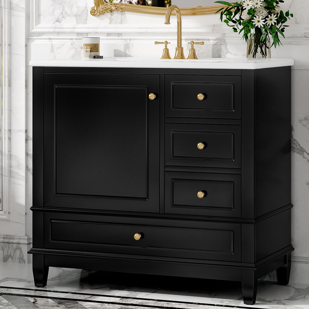 Modern Bathroom Vanity With Sink, 3 Drawers & Cabinet