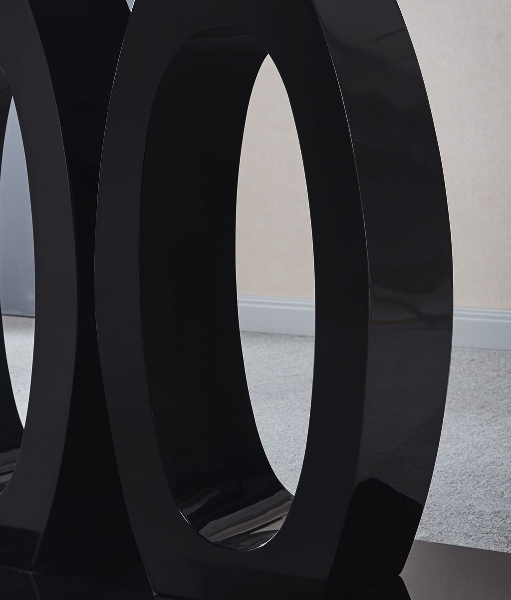Contemporary Double Pedestal Dining Table, Tempered Glass Top