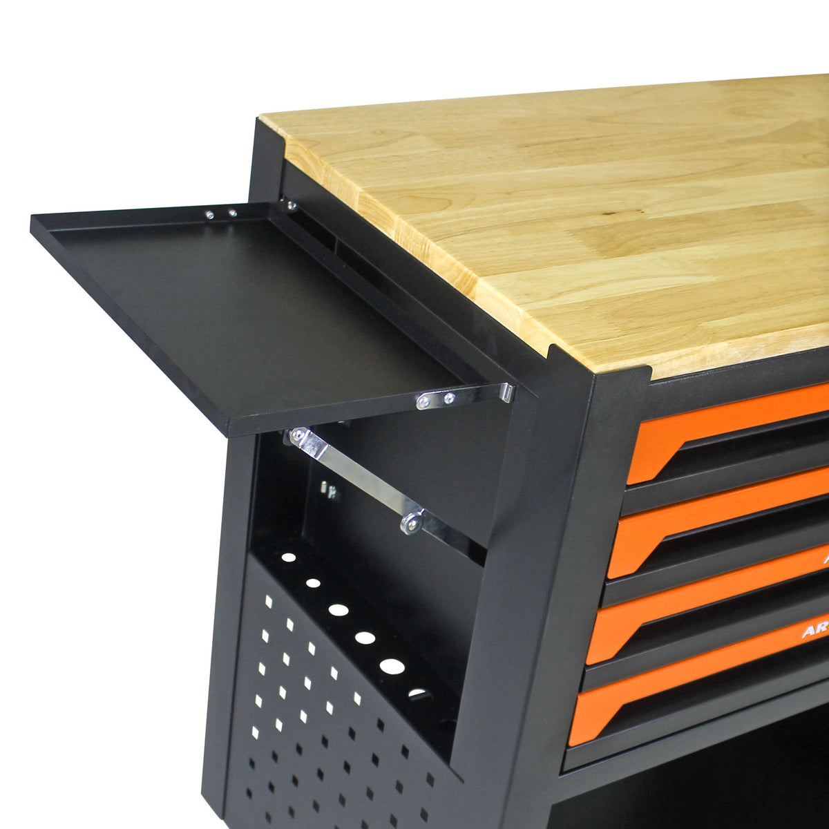 4 Drawers Multifunctional Tool Cart With Wheels And Wooden Top - Orange