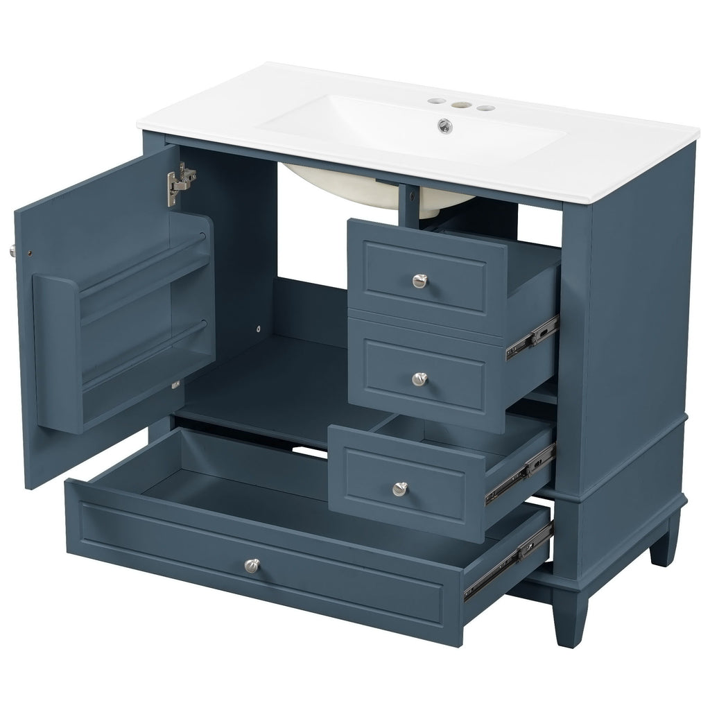Modern Bathroom Vanity With Sink, 3 Drawers & Cabinet
