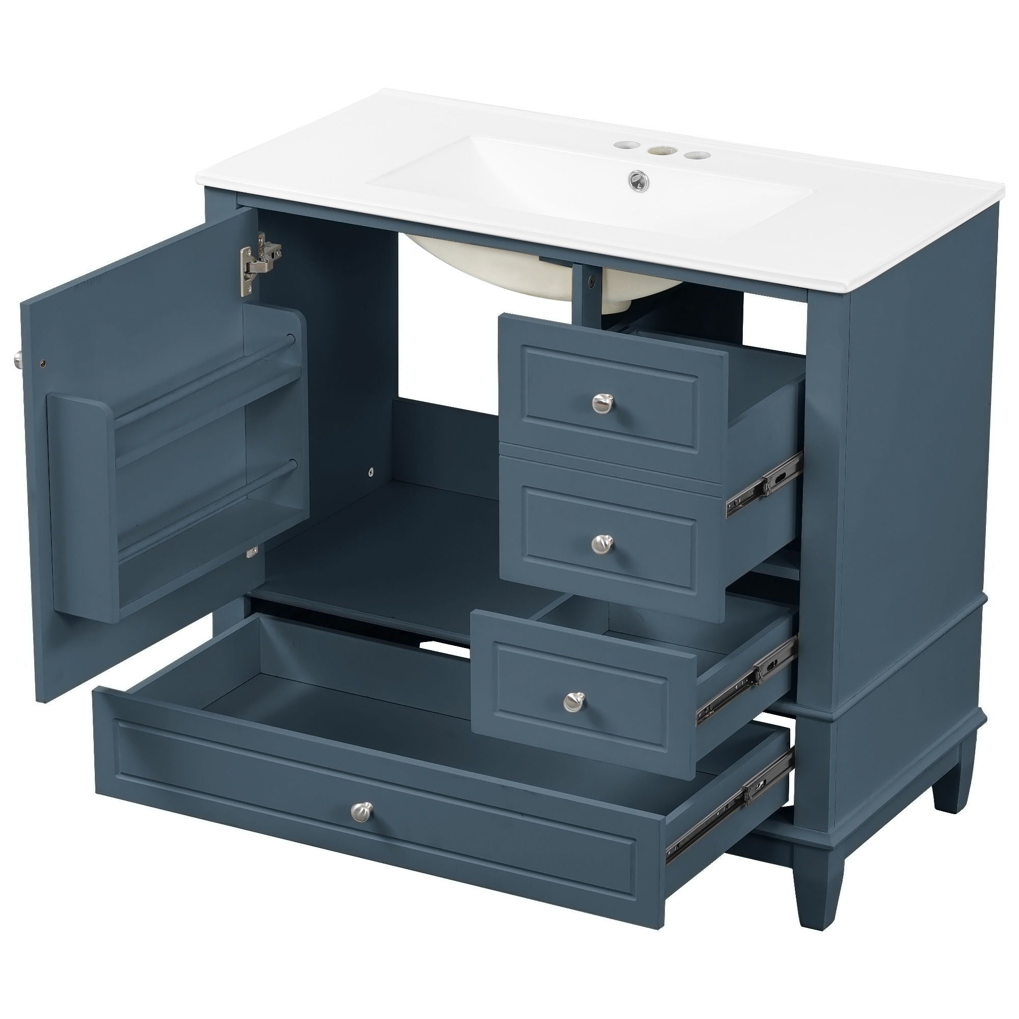 Modern Bathroom Vanity With Sink, 3 Drawers & Cabinet