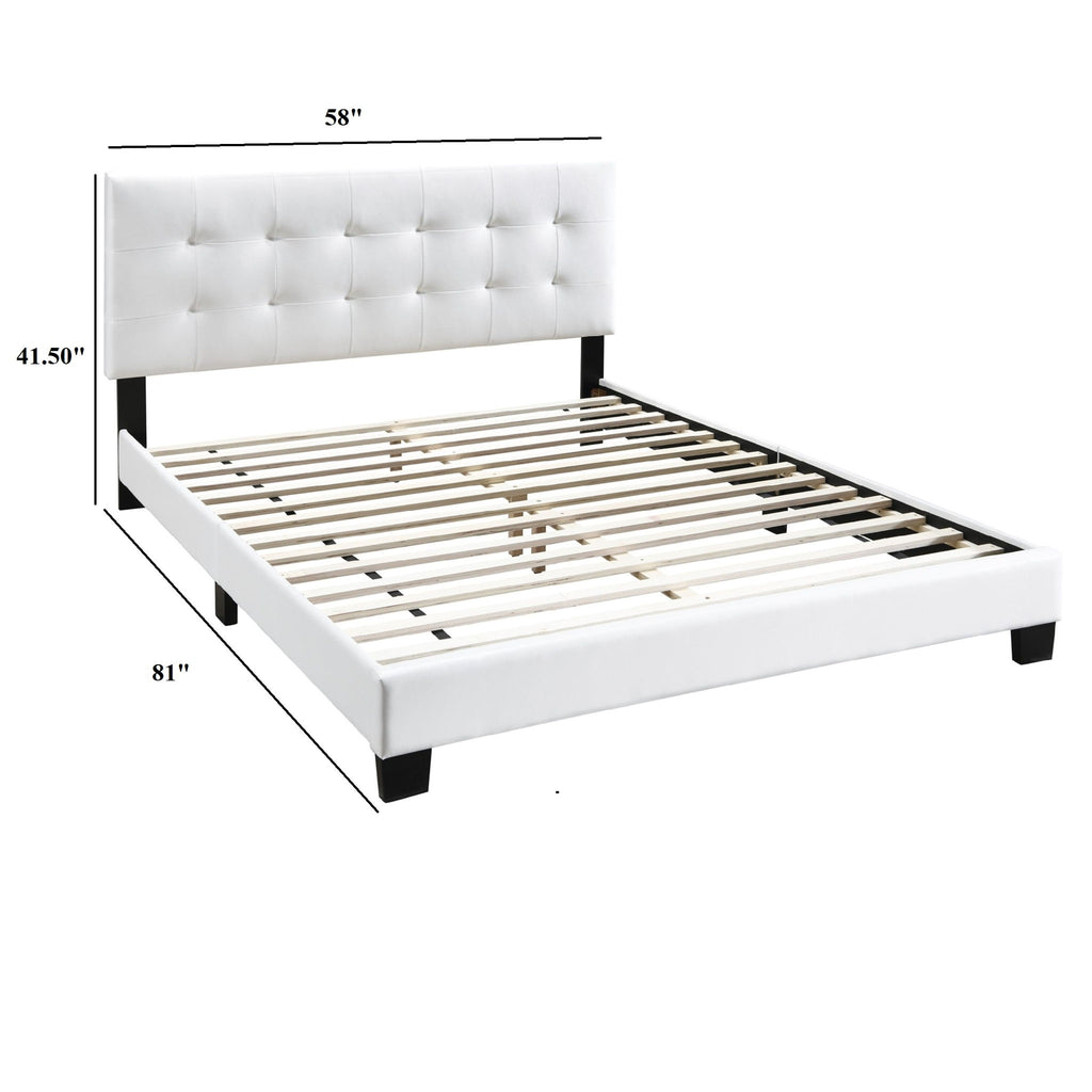 Modern Style Bed With Upholstered Rectangle Headboard