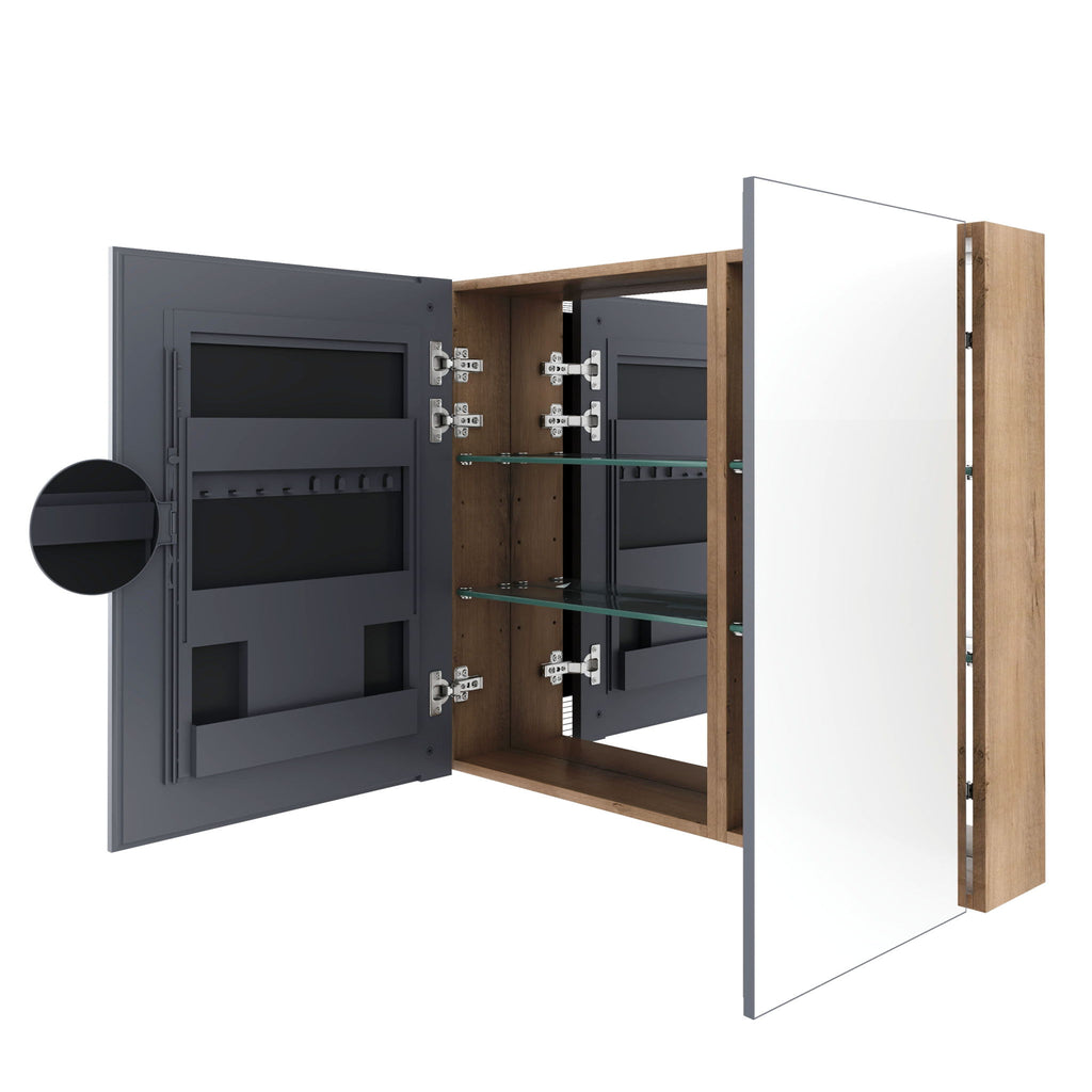 Wall Mounted Bathroom Cabinet With Adjustable Shelves Storage Cabinet - Imitative Oak