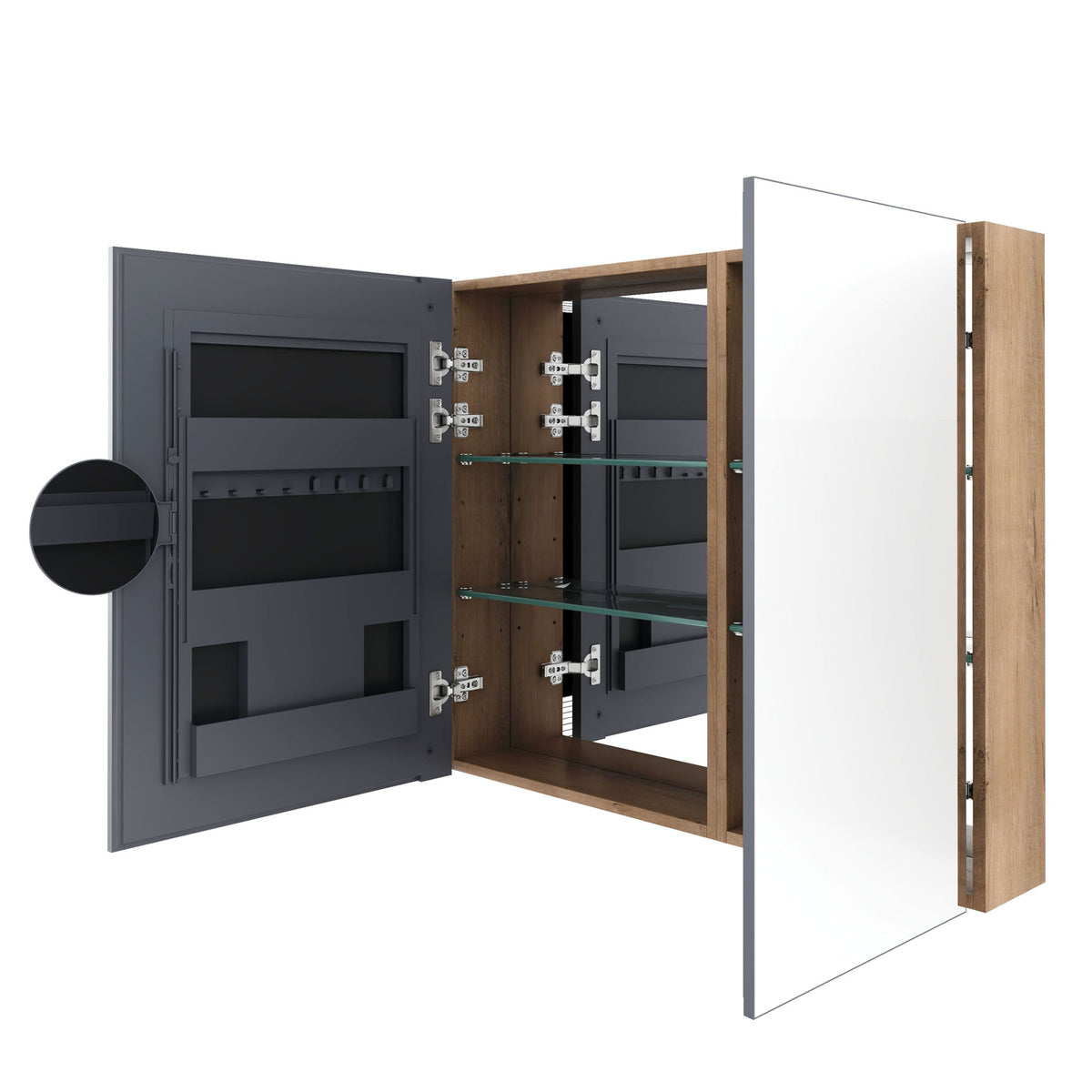 Wall Mounted Bathroom Cabinet With Adjustable Shelves Storage Cabinet - Imitative Oak