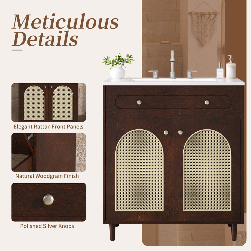 Modern Bathroom Vanity With Sink, Cabinet With Adjustable Shelf