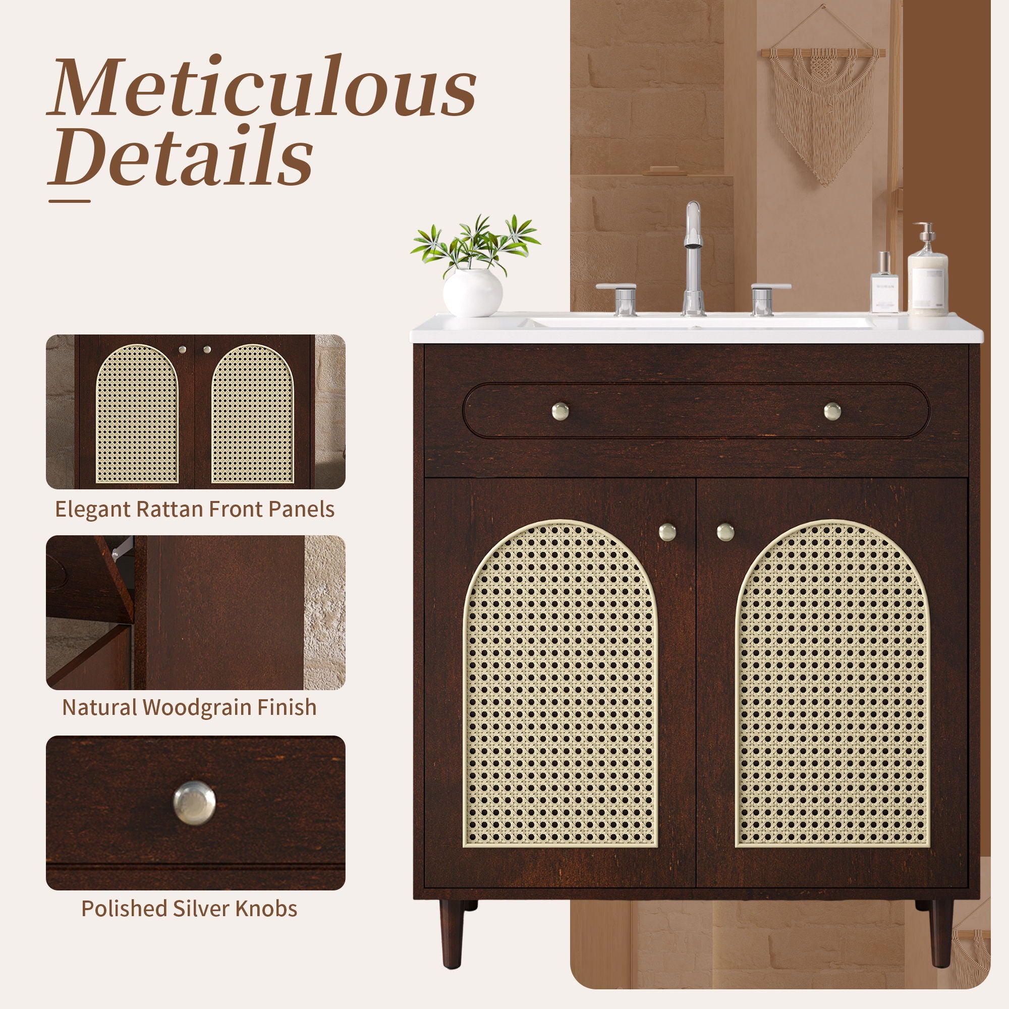 Modern Bathroom Vanity With Sink, Cabinet With Adjustable Shelf