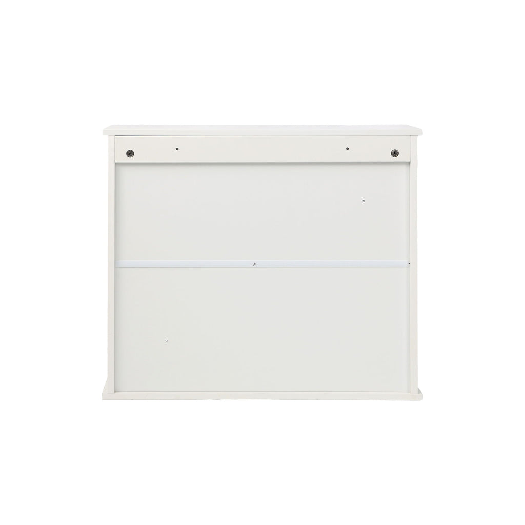 Louvered Double Door Wall Mounted Bathroom Cabinet - White