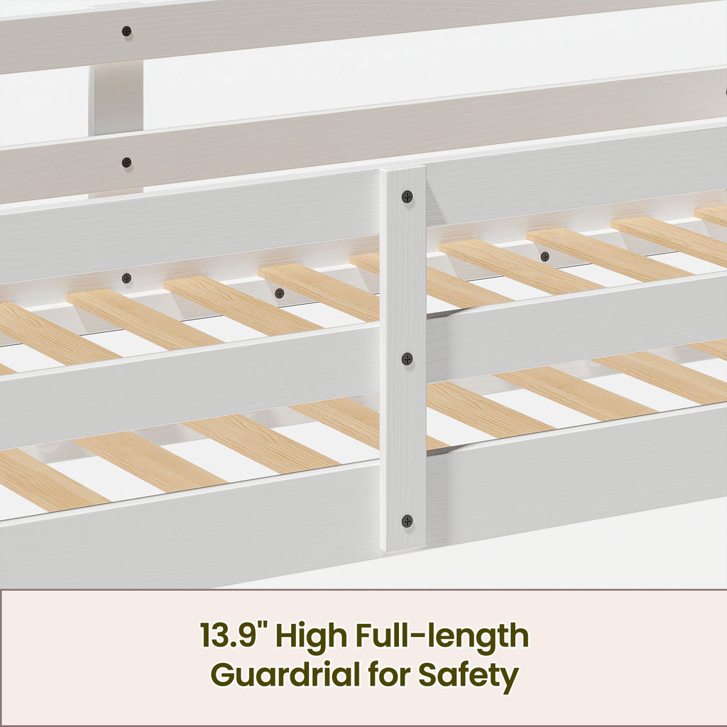Twin Low Bunk Bed With LED Strip Lighting - White