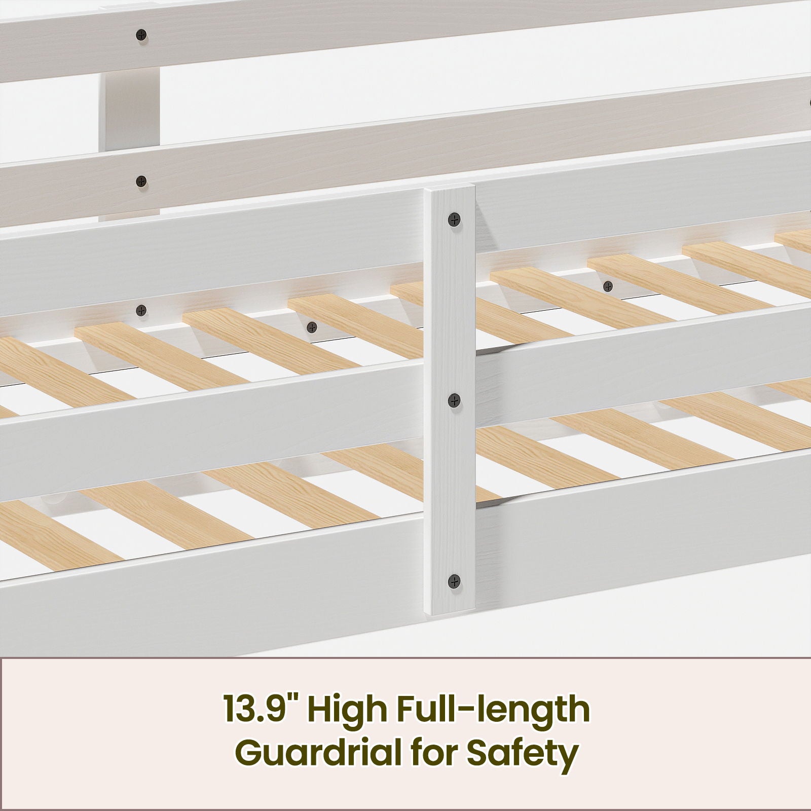 Twin Low Bunk Bed With LED Strip Lighting - White