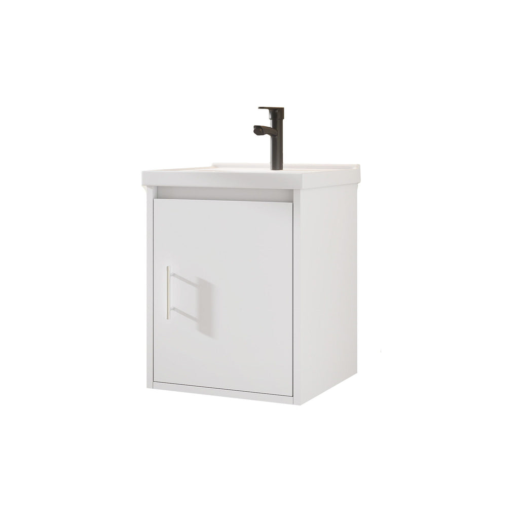 20" Floating Bathroom Vanity Combo With Wall Cabinet, Ceramic Sink & Soft Close Doors - White
