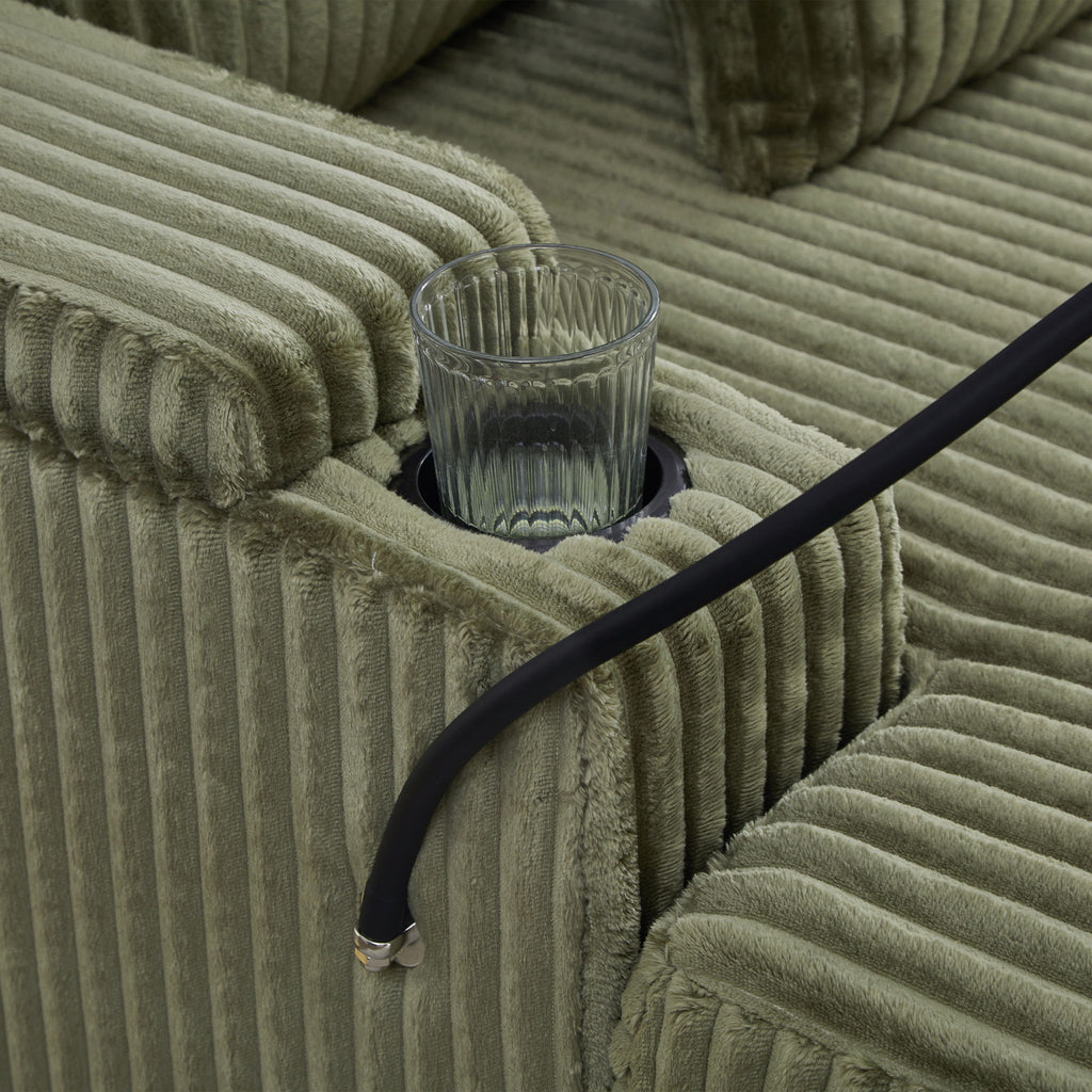 Modern Chaise Sofa With Adjustable Backrest, Cup Holders, Phone Holder & Storage Compartments For Living Room
