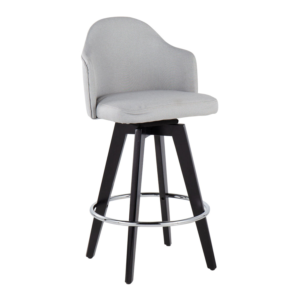 Ahoy - Contemporary Fixed Height Counter Stool Round Chrome Footrest (Set of 2) - Gray