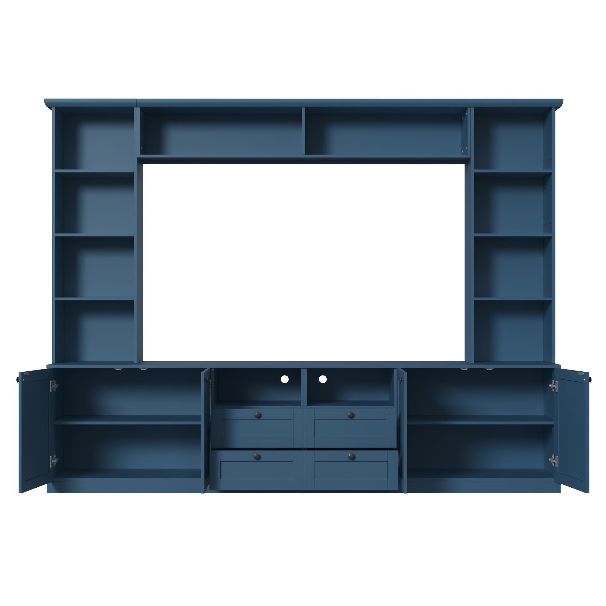 Farmhouse Elegant Entertainment Center Wall Unit With 4 Drawers