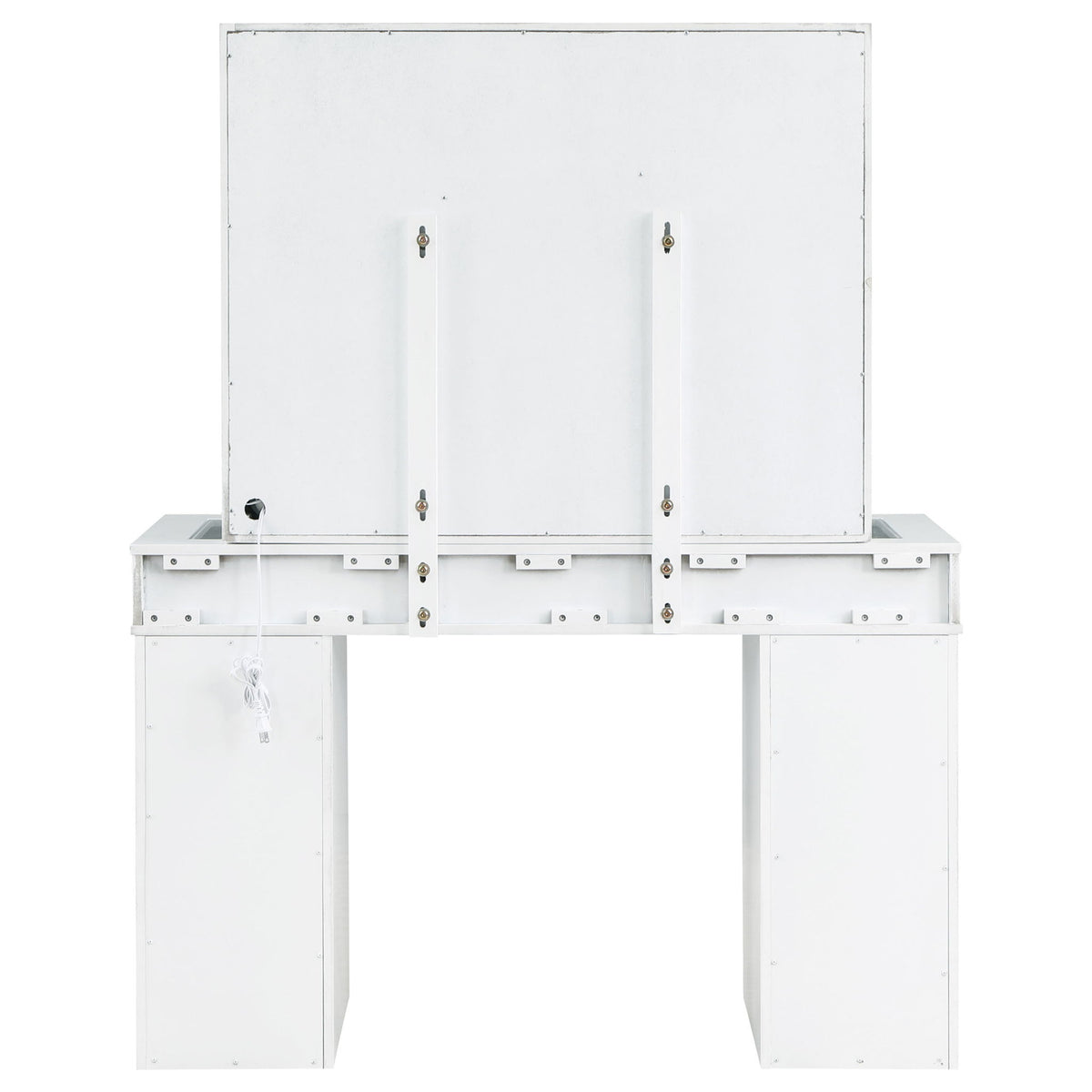 Winona - Makeup Vanity Set With Bulb Lit Mirror And Upholstered Stool - White