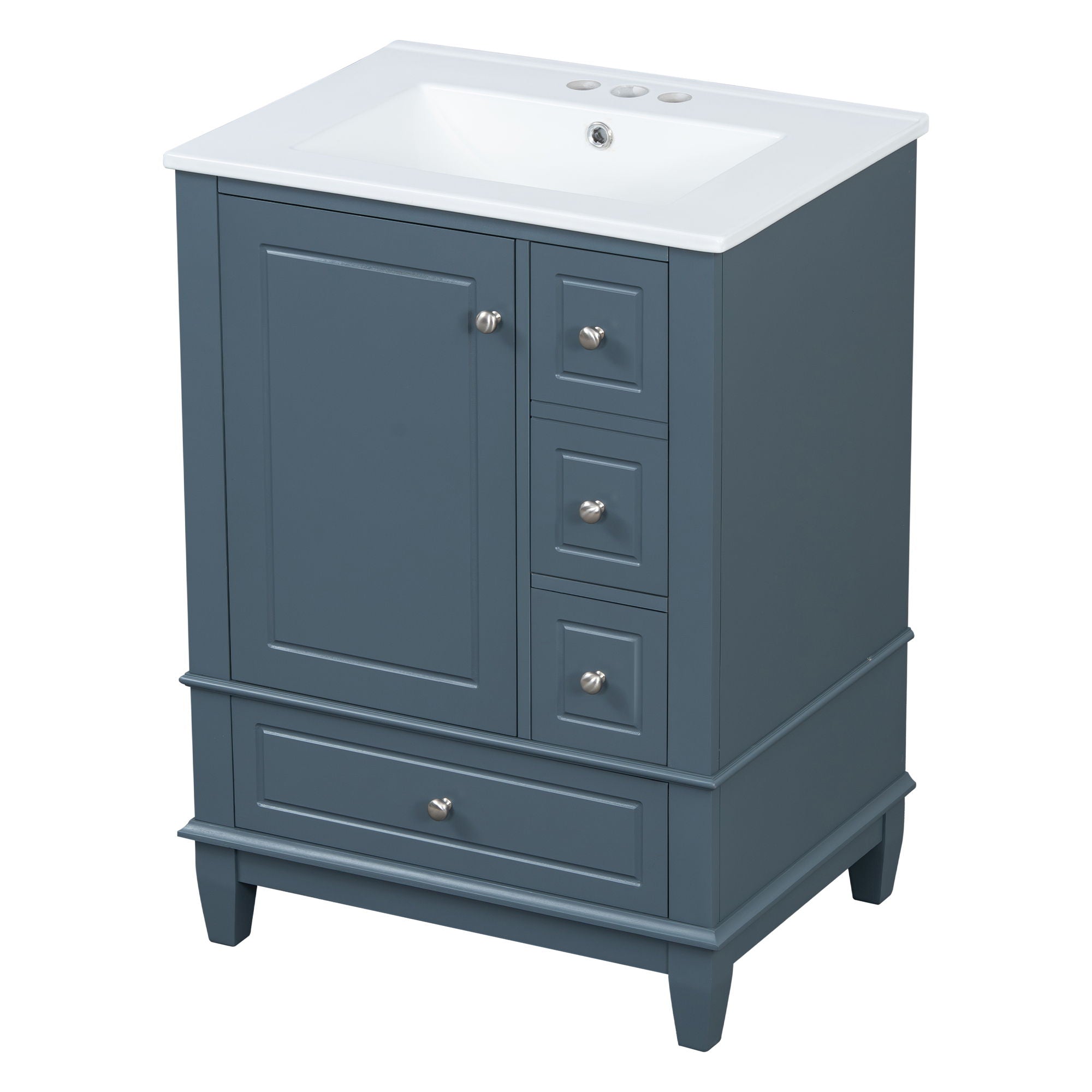 Modern Bathroom Vanity With Sink, Freestanding Cabinet With Drawers And Storage Shelves
