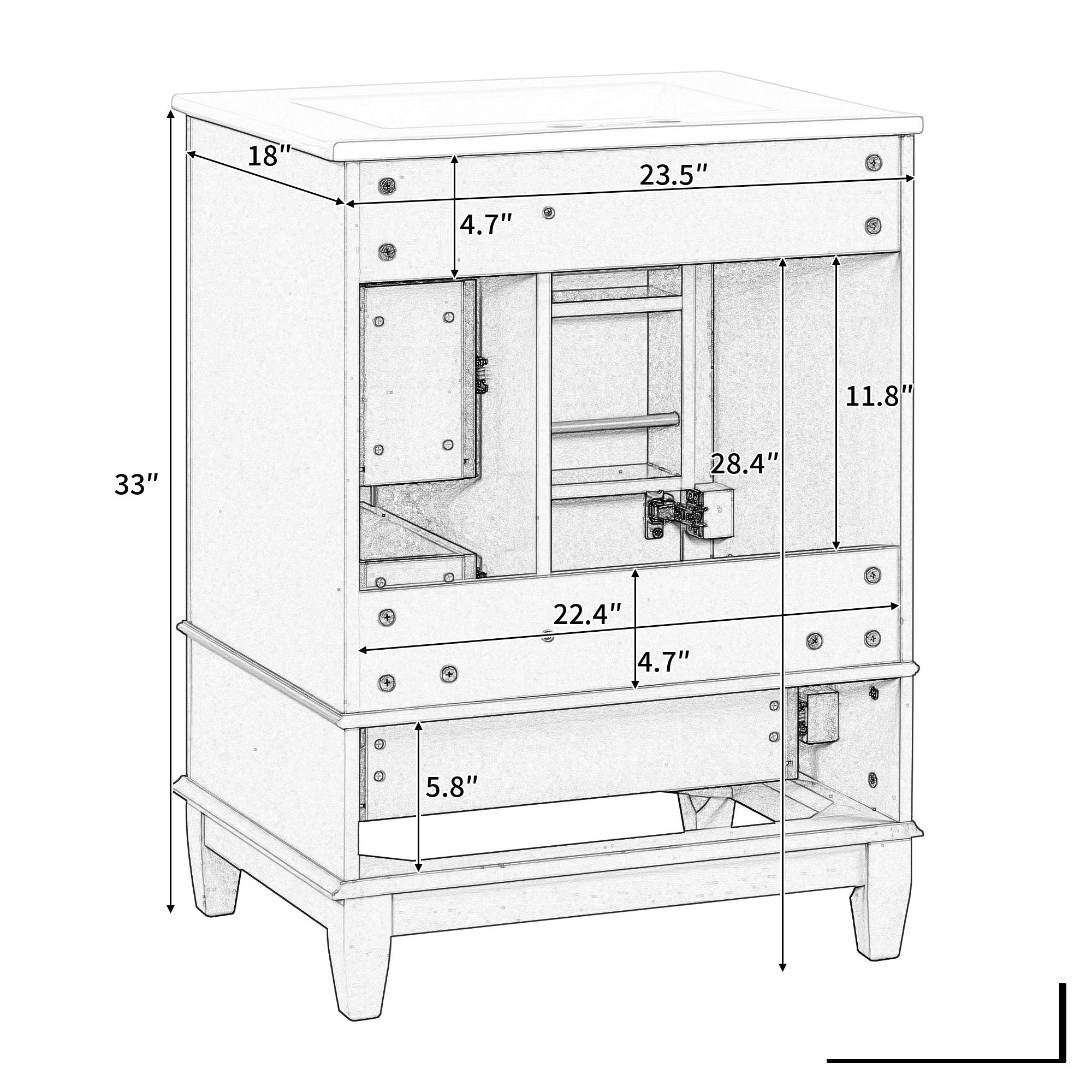 Modern Bathroom Vanity With Sink, Freestanding Cabinet With Drawers And Storage Shelves
