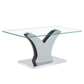 Artistic Rectangular Coffee Table With Tempered Glass Countertop