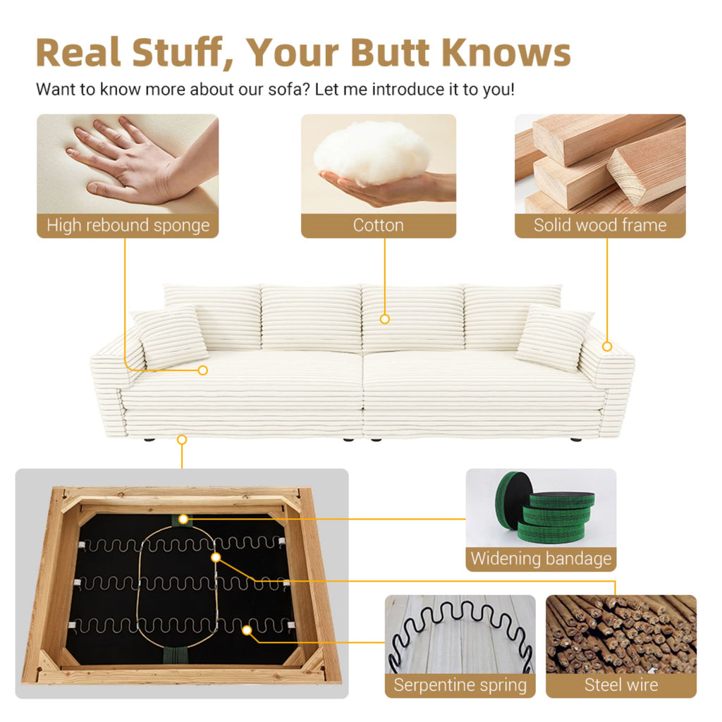 4 Seat Sofa, Modern Comfy Upholstered Sofa Cloud Couch, Deep Seat Couches With Soft Pillows
