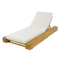 Outdoor Chaise Lounge With Water Resistant Cushion, Adjustable Backrest Patio Recliner For Poolside, Deck & Backyard - Beige / Teak