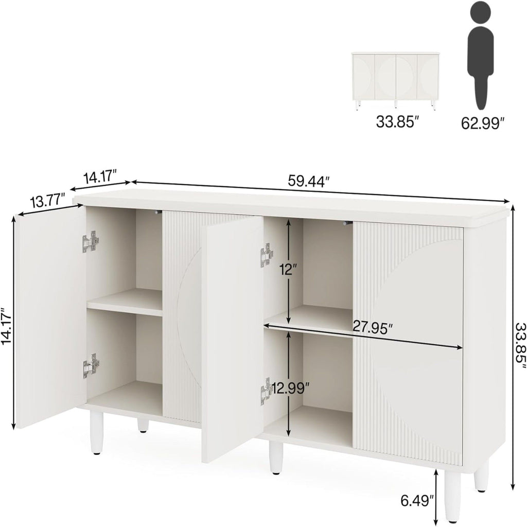 Buffet Sideboard Cabinet With Storage For Dining Room - White