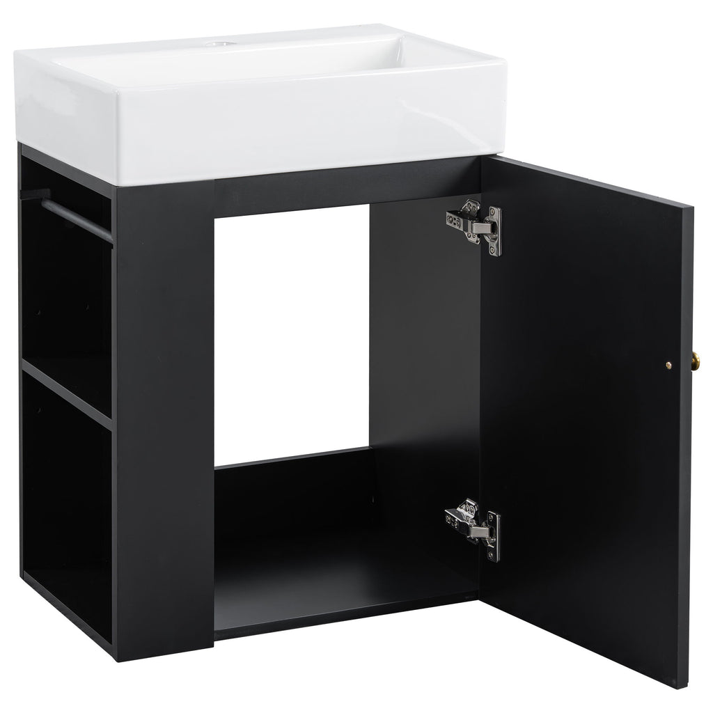 Modern Bathroom Vanity With Sink, Diamond Pattern Doors