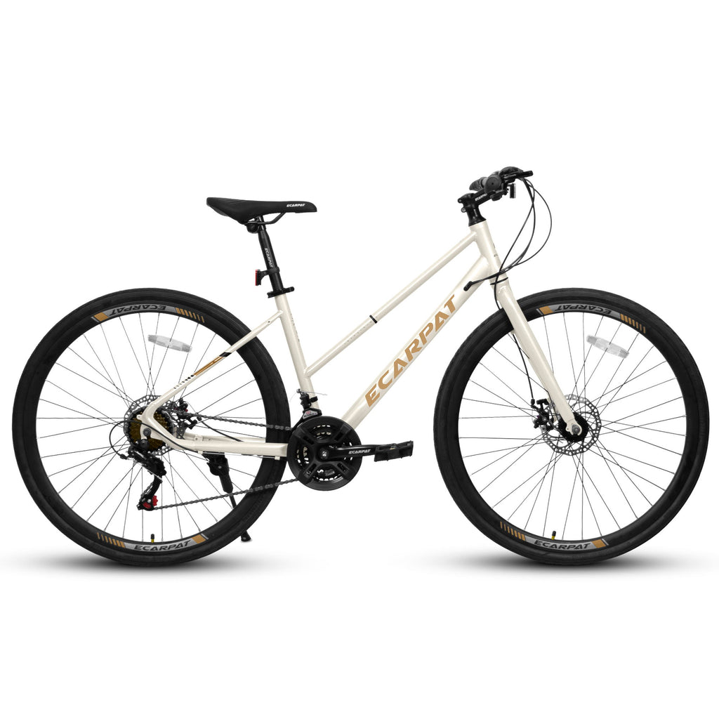 A28250 Road Bike With Aluminum Alloy Wheels, 21 Speed Gear System, Disc Brakes, Wide Tires