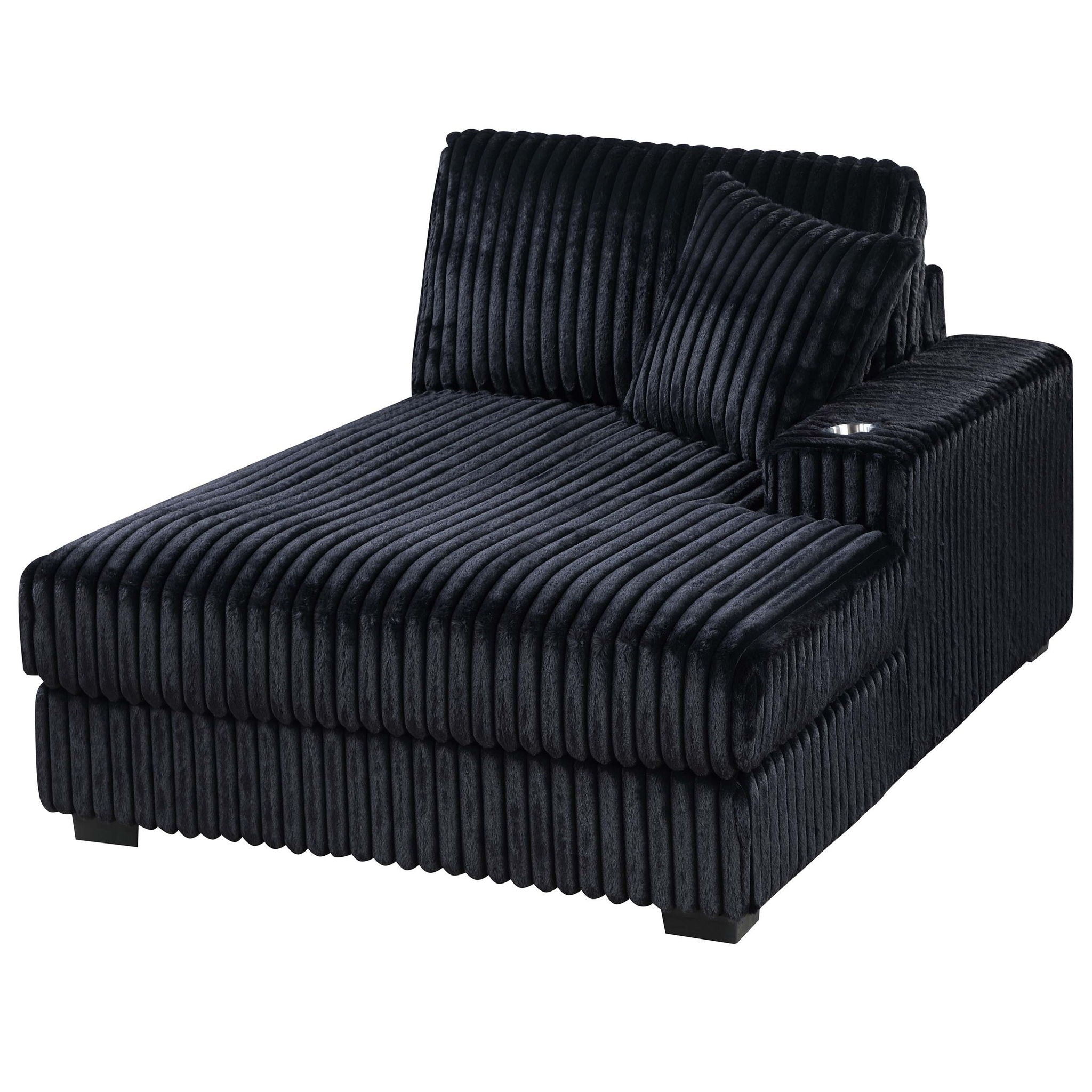 6 Piece Modular U Sectional Sofa Set With USB Cup Holder, Low Leg - Black