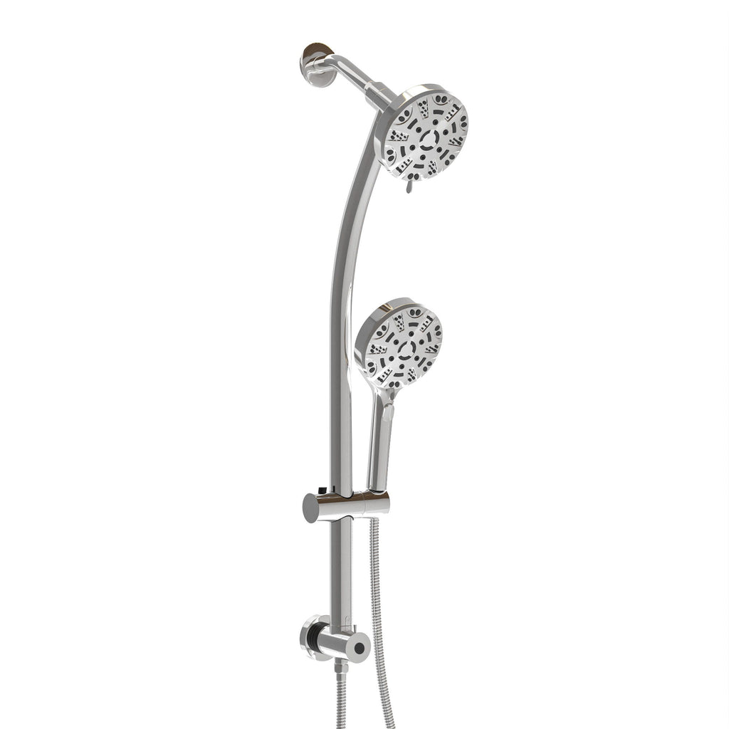 Multi Function Dual Shower Head System With 4.7" Rain Showerhead, 8 Function Hand Shower, Adjustable Slide Bar