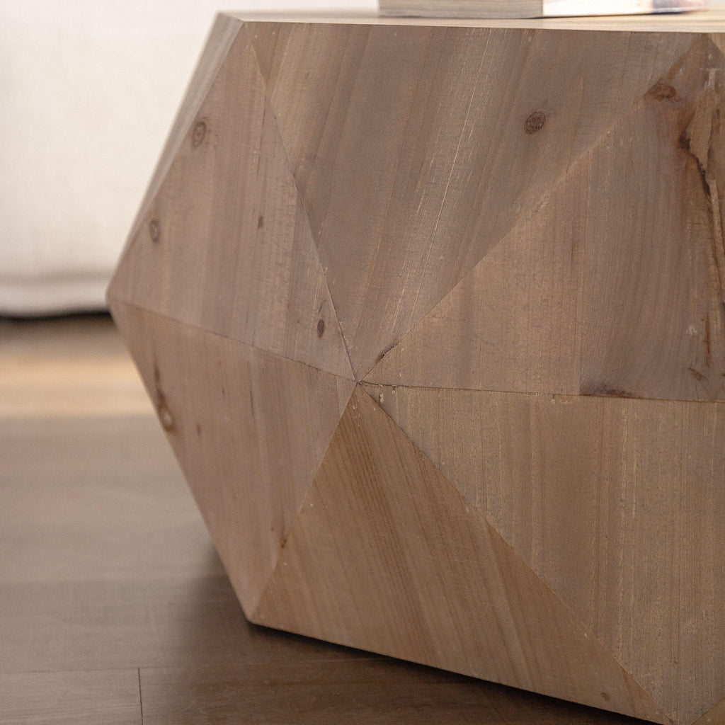 Coffee Table With 3D Embossed Design - Natural