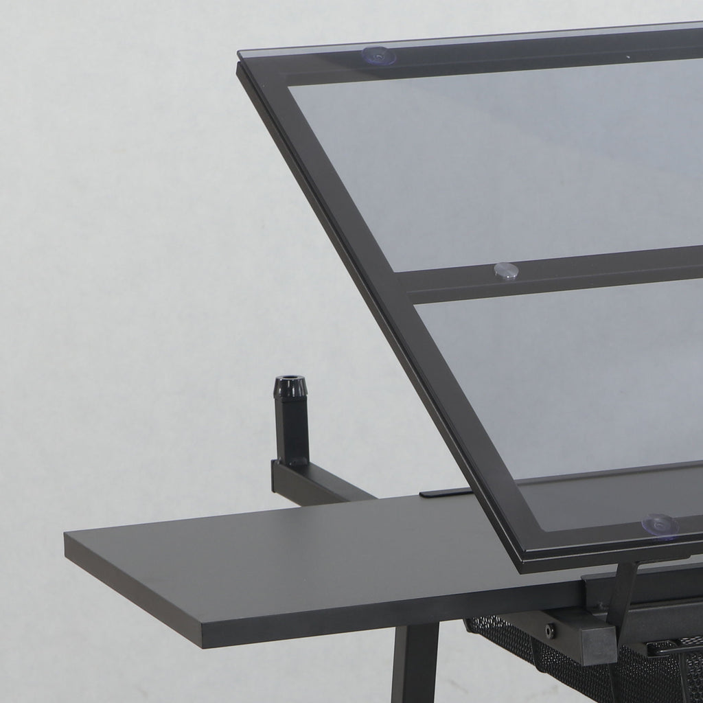 Adjustable Tempered Glass Drafting Printing Table With Chair