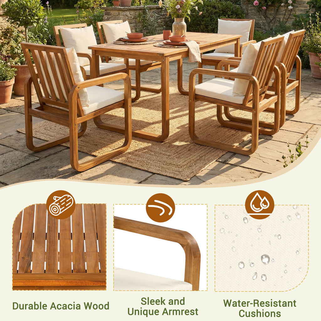 7 Piece Outdoor Patio Dining Set With Removable Cushions