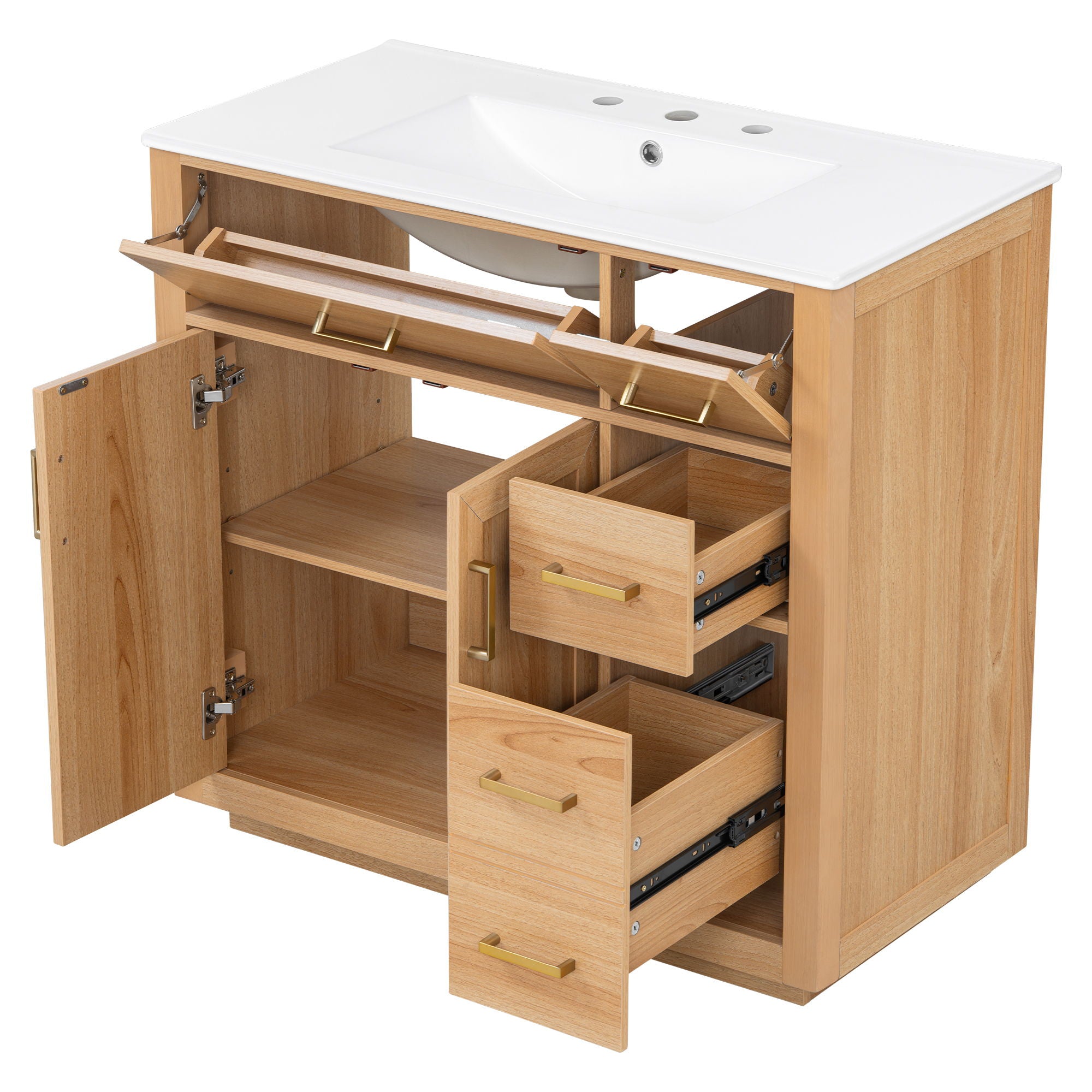 Bathroom Vanity & Sink, Soft Close Doors & Drawers - Wood