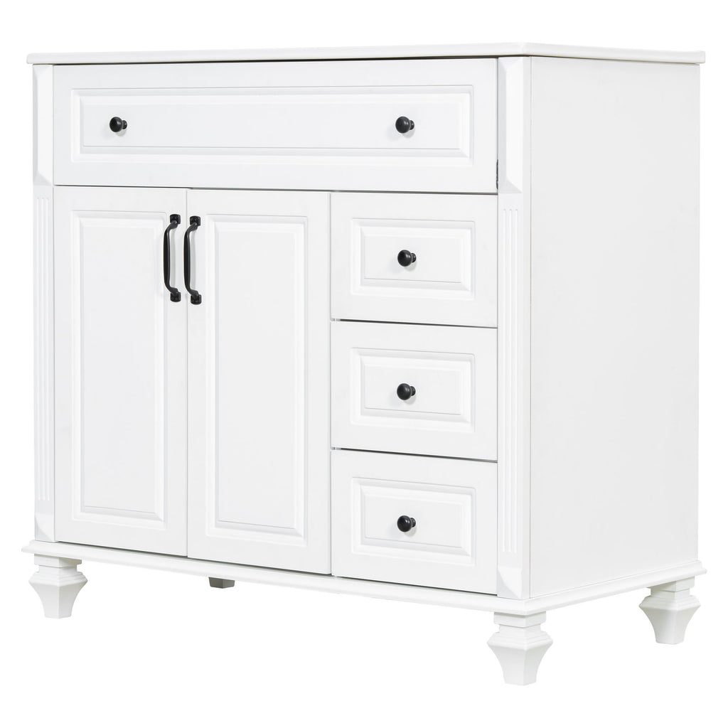 Modern Bathroom Vanity With Sink, 3 Drawers & 2 Doors