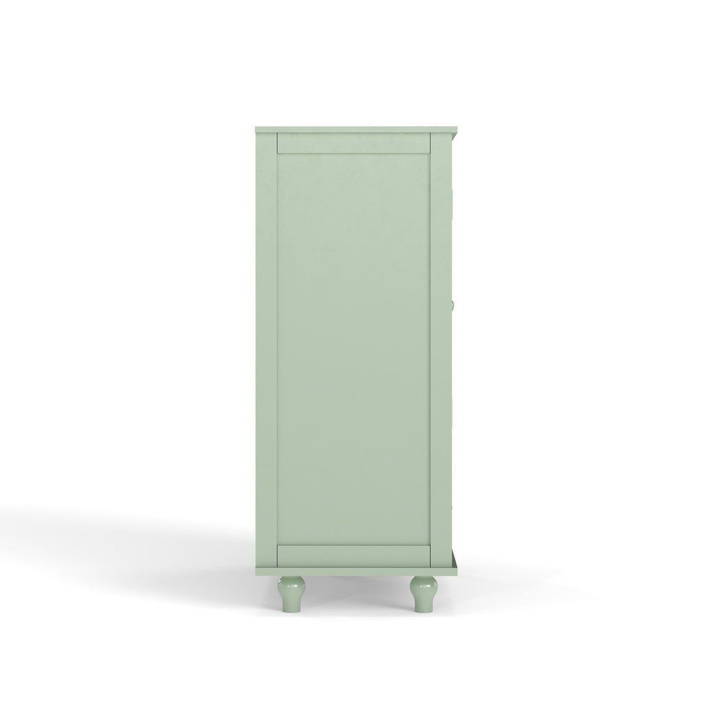 Minimalist Buffet Cabinet With Double Glass Doors And Drawer