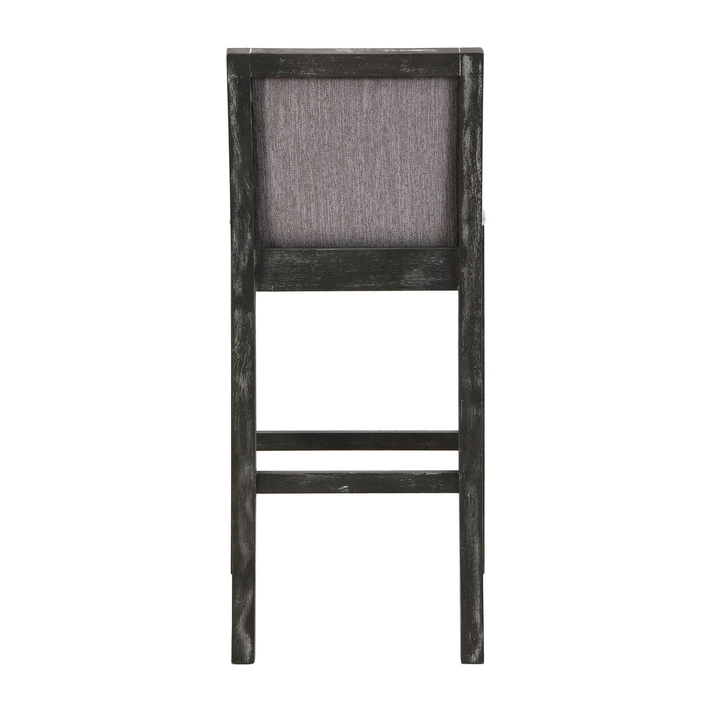 Bar Stools (Set of 2), Rubber Wood Frame, Retro Bar Chairs Suitable For Kitchen Island - Black / Gray