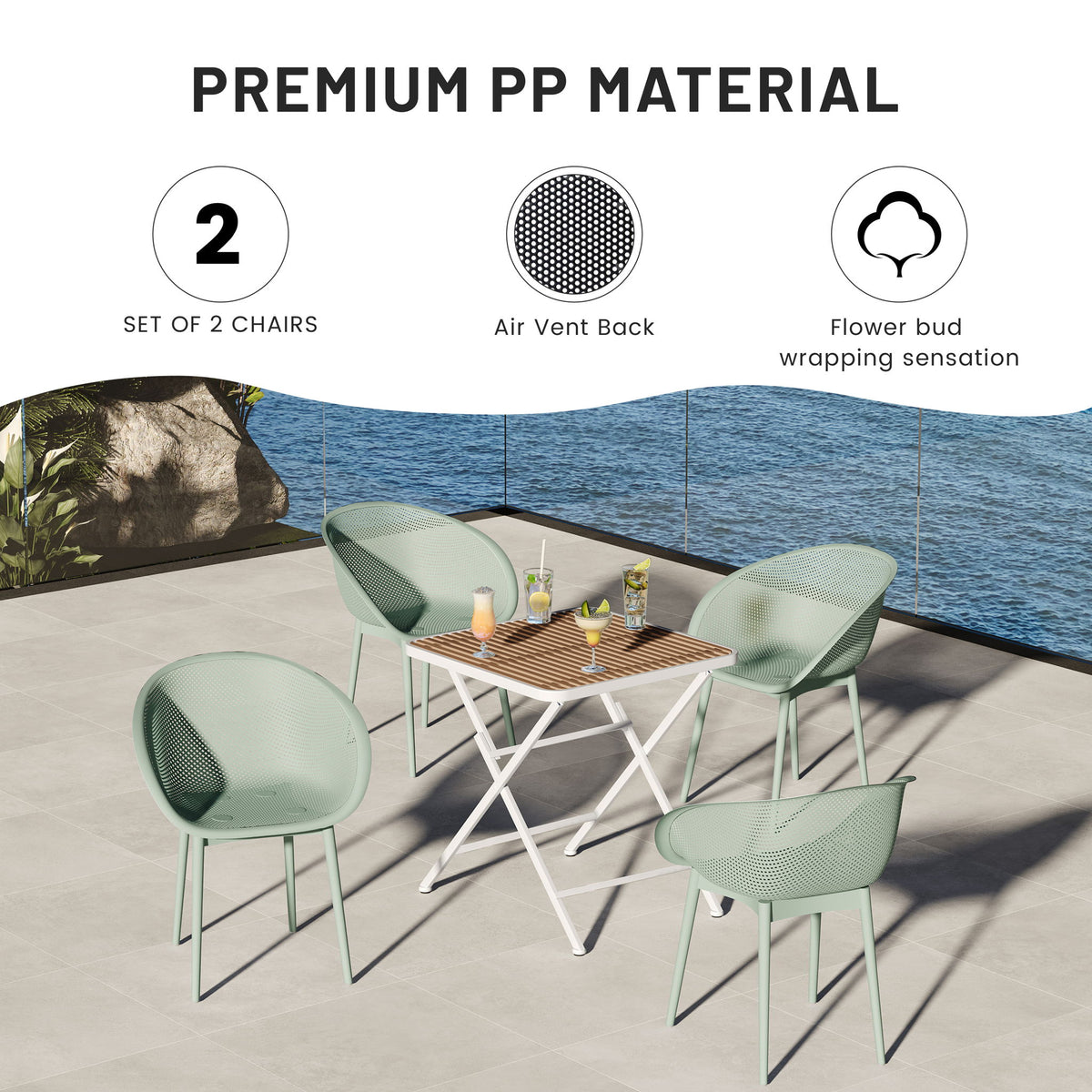 2 Piece Durable Single Chair With Hollow Out Design