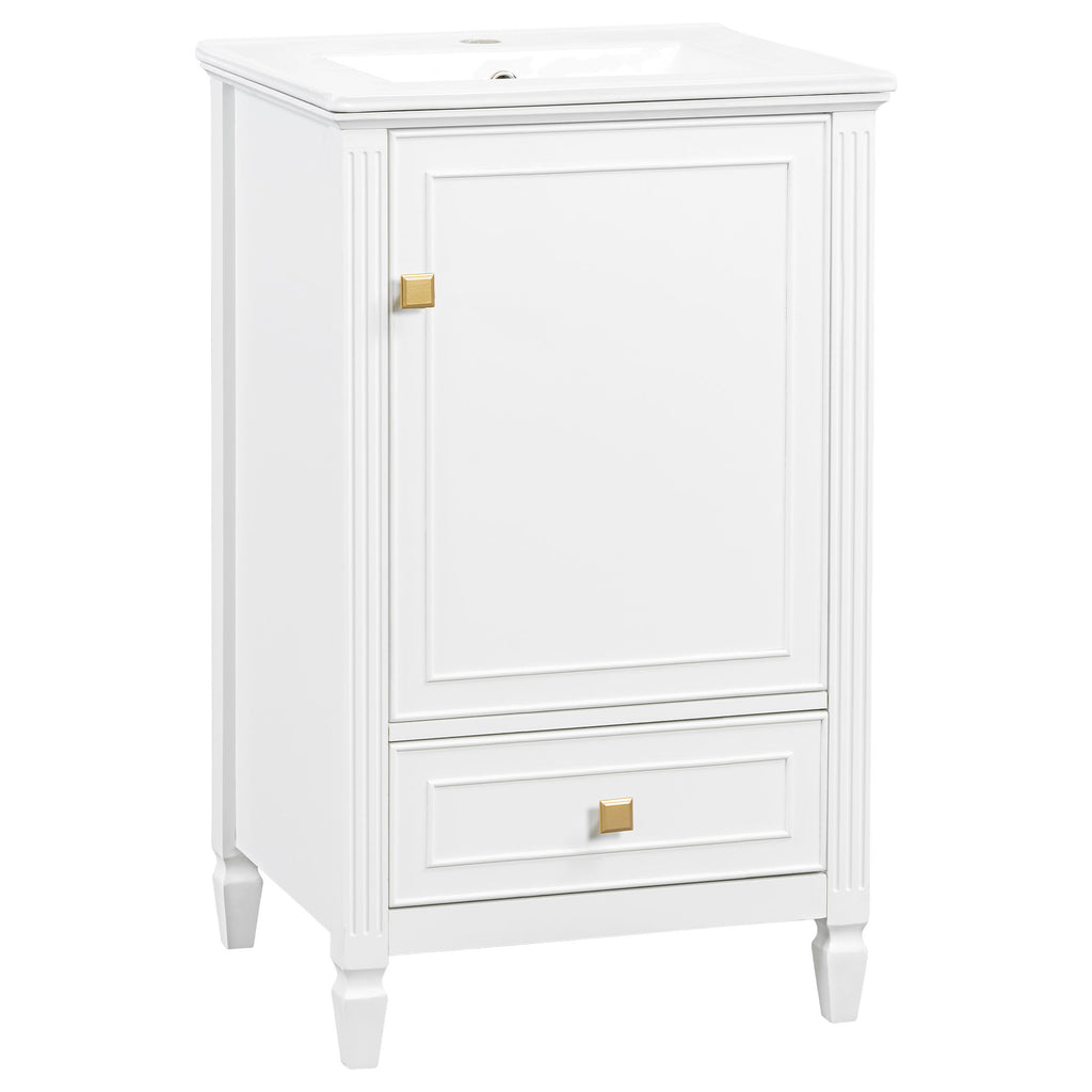 Freestanding Bathroom Vanity With Sink, Soft Closing Door, Drawer Storage - White