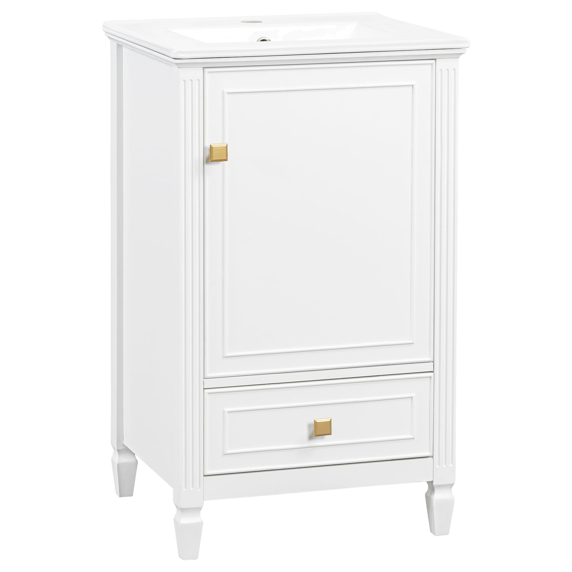 Freestanding Bathroom Vanity With Sink, Soft Closing Door, Drawer Storage - White
