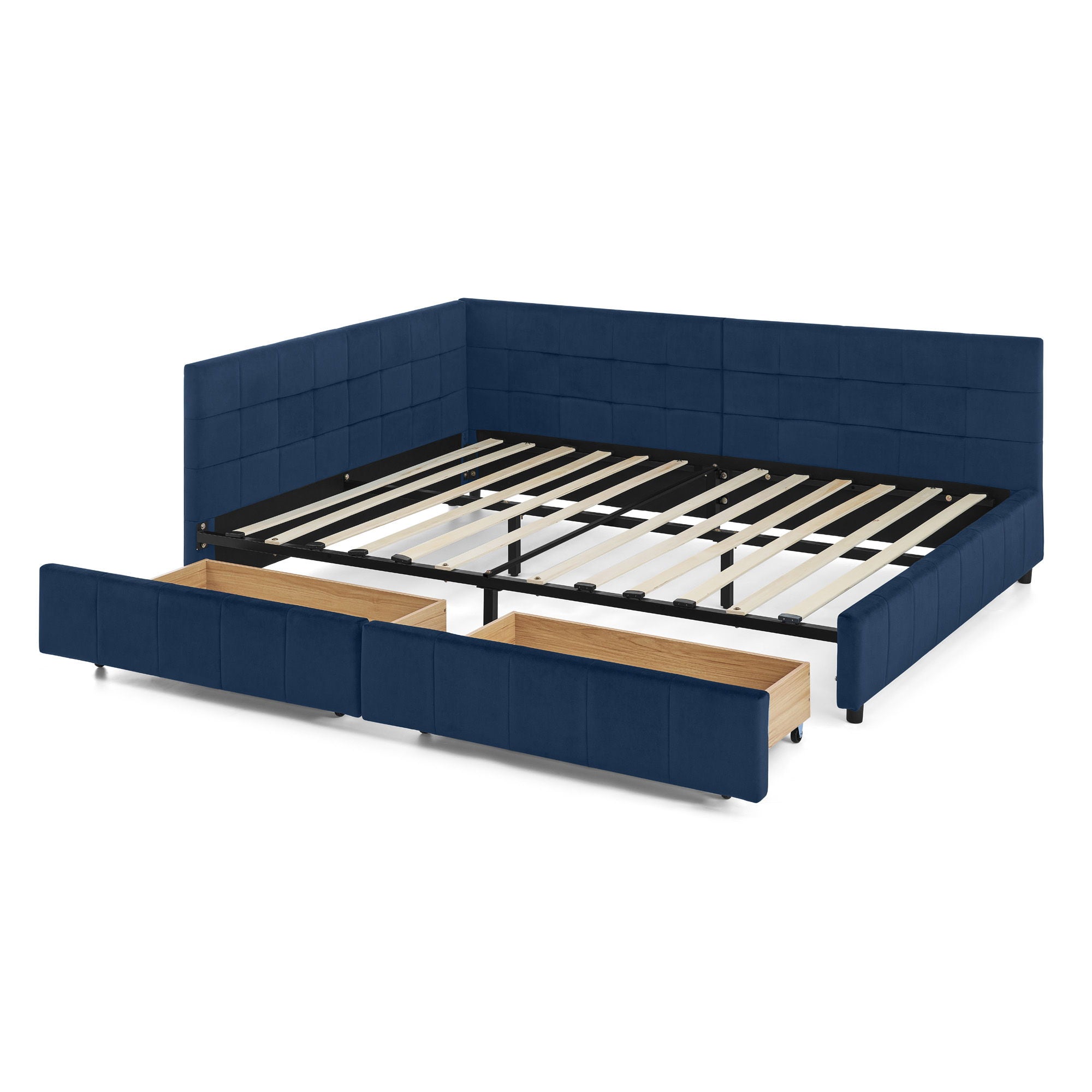 Elegant Design Storage Upholstered Tufted Bed Frame With Backrest And Armrests