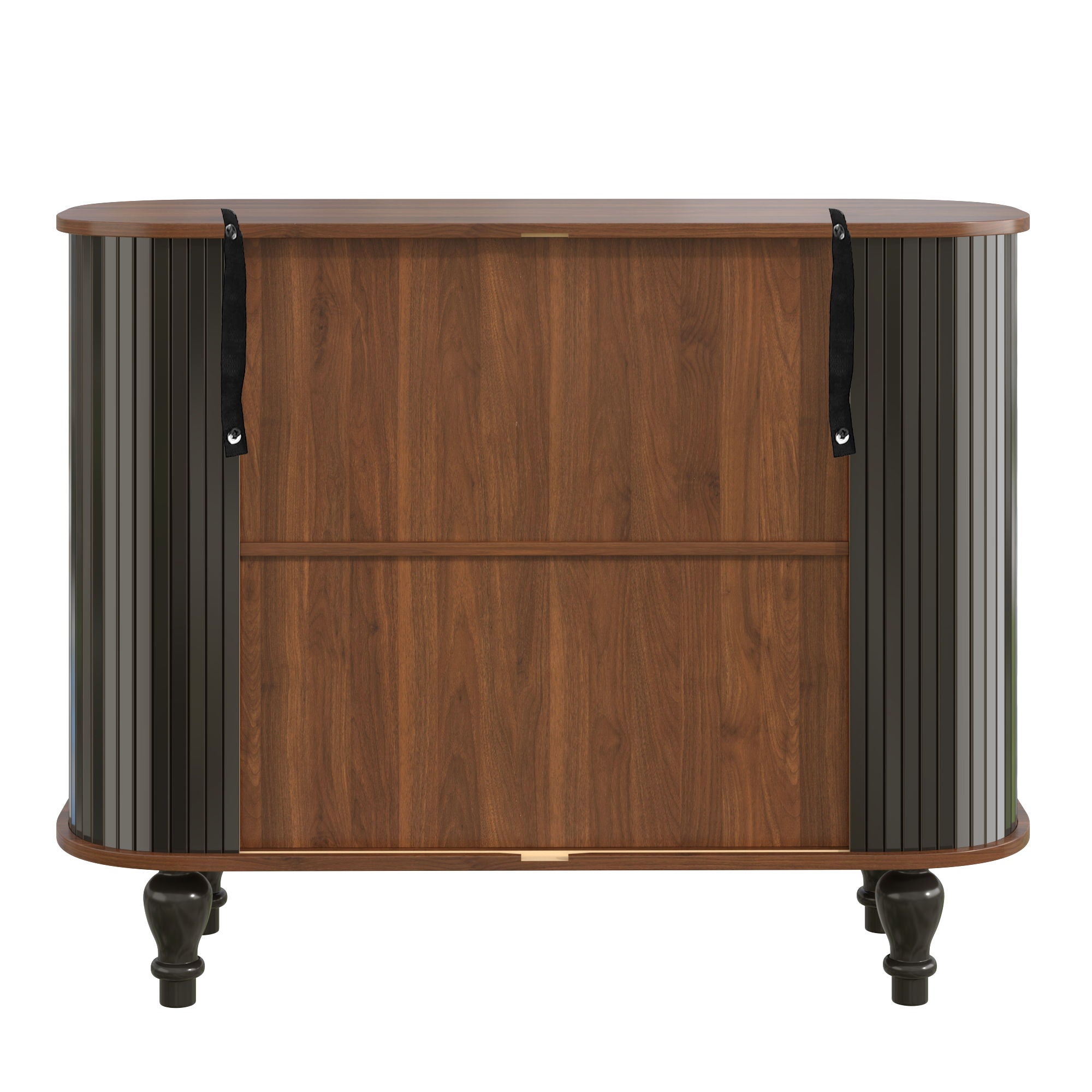 Fluted Liquor & Coffee Bar Cabinet With 6 Wine Racks And 3 Glass Holders