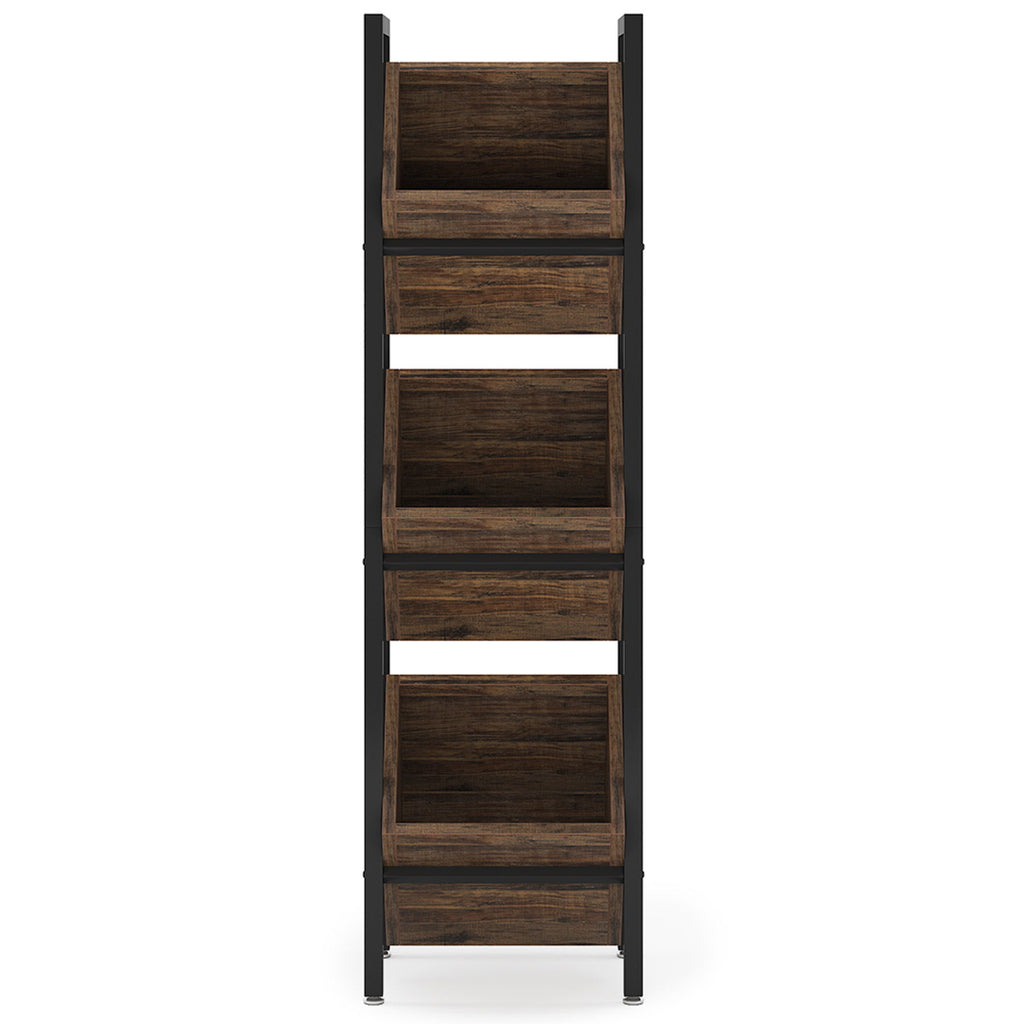 3 Tier Basket Stand With Angled Baskets, Vertical Storage Tower For Kitchen - Black